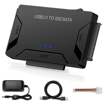USB 3.0 to SATA & IDE Hard Drive Converter with Power Switch for 2.5"/3.5" SATA/IDE/SSD Hard Drive, 5 Gbps Data Transfer, Support 4TB - Imported from UK